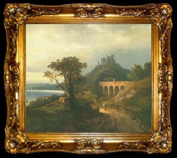 framed  Johann Koler Italian landscape, ta009-2